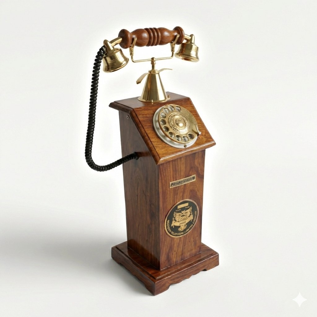Wooden Pedestal Landline Phone