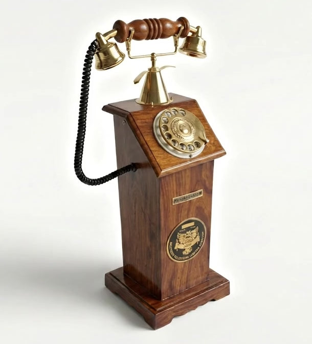 Wooden Pedestal Landline Phone